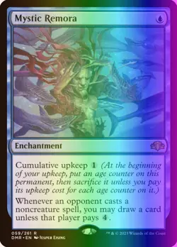 MTG Magic the Gathering Mystic Remora (59/521) Dominaria Remastered LP FOIL - Image 1