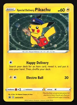 Special Delivery Pikachu SWSH074 Sword & Shield Black Star Promo Pokemon Card - Image 1