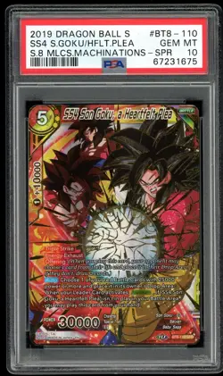 SS4 Son Goku a Heartfelt Plea BT8-110 SPR FOIL Dragon Ball Super Card PSA 10 - Image 1