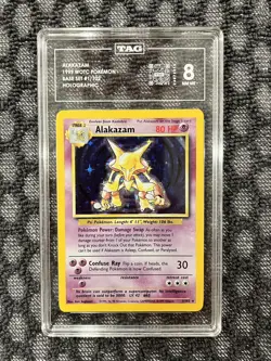 Pokemon TCG Alakazam 🔮 Base Set Holo Card 1/102 TAG 8 - Image 1