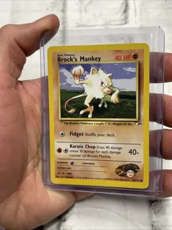 Pokemon Gym Heroes Card 68/132 Brock's Mankey Nintendo Vintage Common WOTC LP+ - Image 2