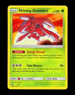 2017 Pokemon SHINING GENESECT Legends HOLO RARE Sun & Moon SHINY Card 9/73 MINT - Image 1