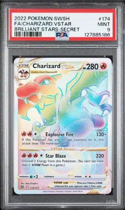 2022 Pokemon Brilliant Stars #174 Charizard Vstar Brilliant Stars-Secret PSA 9 - Image 1