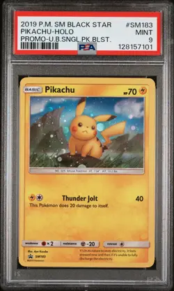 2019 POKEMON SM BLACK STAR PROMO #SM183 PIKACHU-HOLO PSA 9 - Image 1