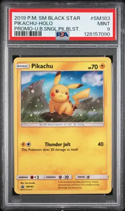2019 POKEMON SM BLACK STAR PROMO #SM183 PIKACHU-HOLO PSA 9 - Image 1