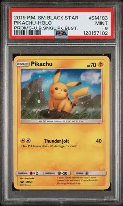 2019 POKEMON SM BLACK STAR PROMO #SM183 PIKACHU-HOLO PSA 9 - Image 1