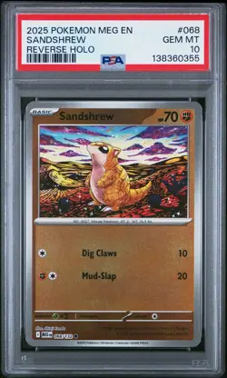 2025 POKEMON MEG EN-MEGA EVOLUTION REVERSE HOLO #068 SANDSHREW PSA 10 - Image 1