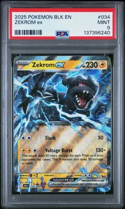 2025 POKEMON BLK EN-BLACK BOLT #034 ZEKROM EX PSA 9 - Image 1