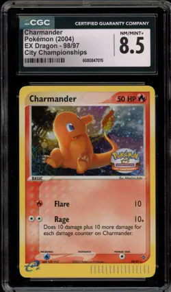 Pokemon Charmander EX Dragon City Championships Holo Rare #98 CGC 8.5 - Image 1