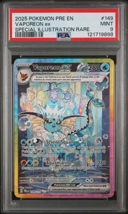 2025 POKEMON PRE EN-PRISMATIC EVOLUTIONS #149 VAPOREON EX PSA 9 - Image 1