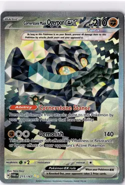 Cornerstone Mask Ogerpon ex 215/167 Sv06: Twilight Masquerade Holo Pokemon - Image 1