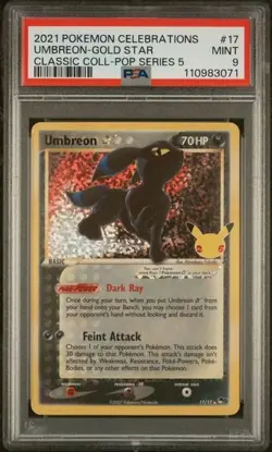 2021 POKEMON CELEBRATIONS CLASSIC COLLECTION #17 UMBREON-GOLD STAR PSA 9 - Image 1
