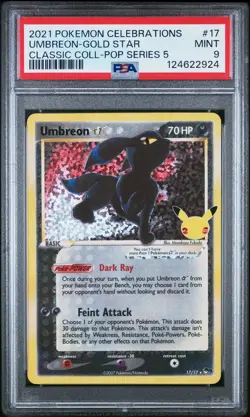 2021 POKEMON CELEBRATIONS CLASSIC COLLECTION #17 UMBREON-GOLD STAR PSA 9 - Image 1