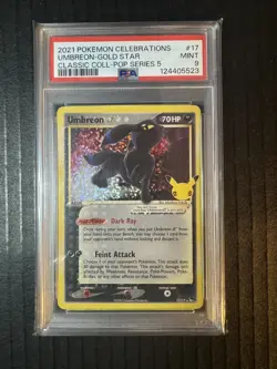 🔥2021 POKEMON CELEBRATIONS CLASSIC COLLECTION #17 UMBREON-GOLD STAR PSA 9🔥 - Image 1