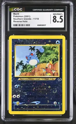 CGC 8.5 Marill 2001 Southern Islands 11/18 Reverse Holo SWIRL Pokemon Card - Image 1