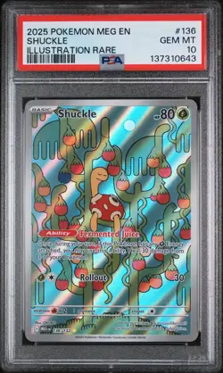 PSA 10 Gem Mint Shuckle Illustration Rare #136 Pokemon Mega Evolution 2025 - Image 1