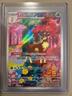 Pokemon TCG Sawsbuck Holo Card 166/162 Grass Type 2024 English - Image 1