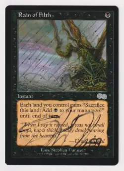 Signed Rain of Filth MP Urza's Saga Artist Stephen Daniele Dated 99 MTG Misprint - Image 1