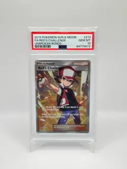 PSA 10 Red's Challenge (Full Art) 213/214 Sm-Unbroken Bonds Holo Pokemon TCG - Image 1