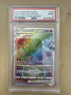 2022 Pokemon SWSH Brilliant Stars Charizard VSTAR F/A #174 Secret PSA 9 Mint - Image 1
