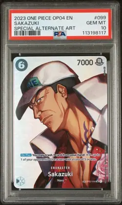 One Piece GRADED 2023 Sakazuki 099 Kingdoms of Intrigue SP GEM MINT PSA 10 - Image 1