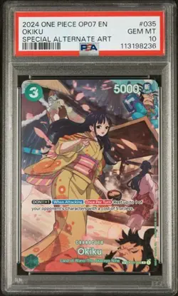 One Piece GRADED 2024 Okiku 035 OP07 SP Special Alternate Art GEM MINT PSA 10 - Image 1