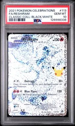 2021 POKEMON CELEBRATIONS CLASSIC COLLECTION #113 FULL ART/RESHIRAM PSA 10 - Image 1