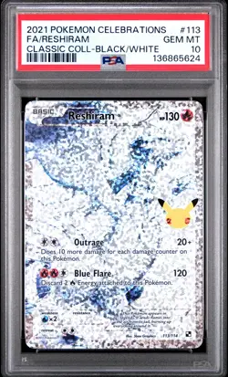2021 POKEMON CELEBRATIONS CLASSIC COLLECTION #113 FULL ART/RESHIRAM PSA 10 - Image 1