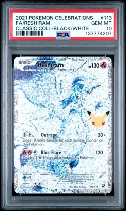 Reshiram 113/114 Celebrations: Classic Collection PSA 10 - Pokemon 2021 - Image 2