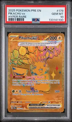 2025 POKEMON PRE EN-PRISMATIC EVOLUTIONS HYPER RARE #179 PIKACHU EX PSA 10 - Image 1