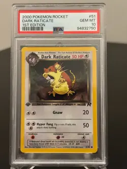 2000 Pokemon Dark Raticate 51/82 Team Rocket 1st Edition PSA 10 - Image 1