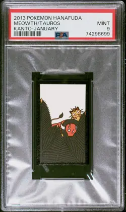 Pokemon Tauros & Meowth Rare Pokemon Hanafuda Card TCG - PSA 9 Mint - Image 1