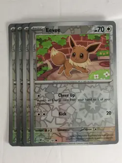 Pokemon TCG Obsidian Flames 4x Playset Reverse Holographic Eevee 166/197 NM - Image 1