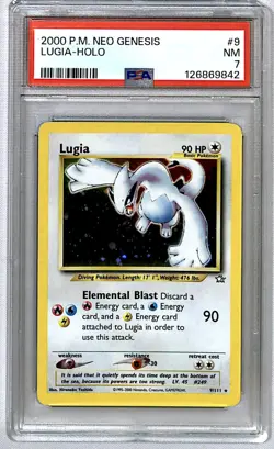 Lugia 2000 Neo Genesis Unlimited Holo Rare (Swirl) #9 *LIE* PSA 7 - Image 1