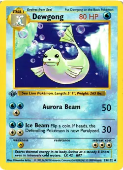 Pokemon TCG Base Set Dewgong 1st Edition Shadowless 25/102 LP/MP - Image 1