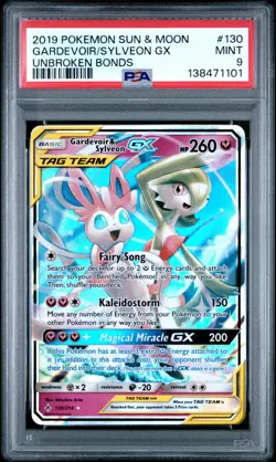 2019 POKEMON SUN & MOON UNBROKEN BONDS #130 GARDEVOIR & SYLVEON GX PSA 9 - Image 1