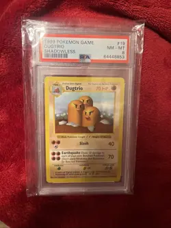 Pokemon TCG Base Set Shadowless Dugtrio Rare #19/102 PSA 8 Stage 1 Regular 1999 - Image 1