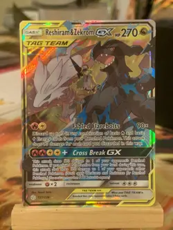 Reshiram & Zekrom GX 157/236 Sm-Cosmic Eclipse Holo Pokemon Card Near Mint - Image 1