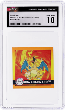 1999 Pokemon Artbox Stickers Series 1 Charizard #06 CGC 10 - Image 1