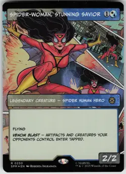 MTG Spider-Woman, Stunning Savior (Borderless) Foil NM Marvel's Spider-Man Magic - Image 1