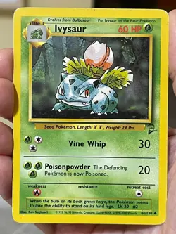 POKEMON IVYSAUR 44/130 UNCOMMON BASE SET 2 LP/MP CARD - Image 1