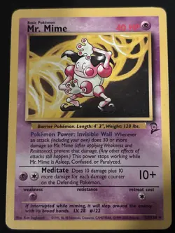 Mr. Mime 27/130 Base Set 2 Rare Vintage WOTC Pokemon TCG Card LP - Image 1