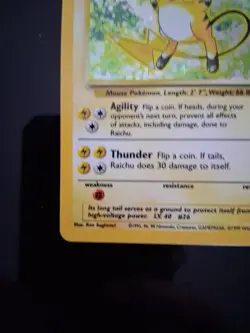 Pokemon 1999 Raichu Holo Rare Base Set 14/102 HP - Image 5