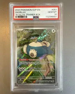 Snorlax SVP 051 Pokemon Scarlet & Violet 151 ETB Promo PSA 10 GEM MINT - Image 1