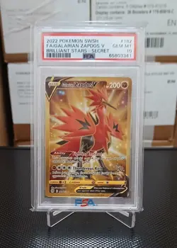 2022 POKEMON SWORD & SHIELD BRILLIANT STARS FULL ART/GALARIAN ZAPDOS V PSA 10 - Image 1