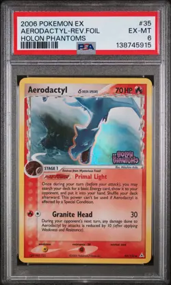 2006 POKEMON EX HOLON PHANTOMS #35 AERODACTYL-REVERSE FOIL PSA 6 - Image 1