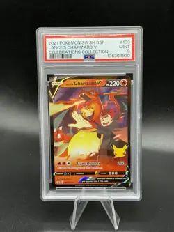 2021 POKEMON SWSH BLACK STAR PROMO CELEBRATIONS COLL LANCE'S CHARIZARD V PSA 9 - Image 1