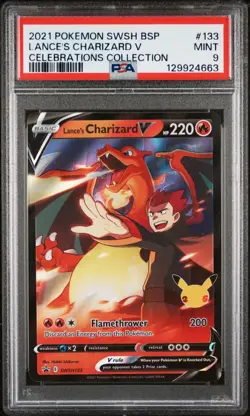 Pokemon Celebrations Lance's Charizard V Promo Full Art #SWSH133 PSA 9 Mint - Image 1