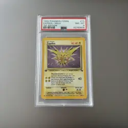 Zapdos Holo Rare 1st Edition 2000 Pokemon Fossil 15/62 PSA 8 NM-MT WOTC - Image 1