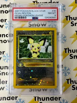 ⚡❄ 2001 Pokemon League Black Star Promo #35 Pichu Reverse Foil PSA 8 - Image 1